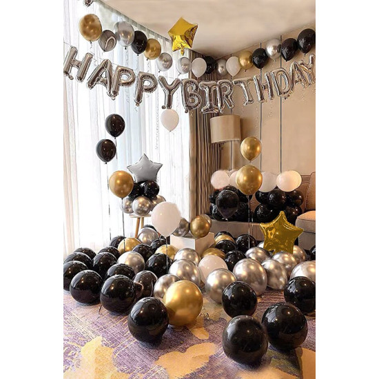 Set Happy Bi̇rtday Folyo Balon Gümüş