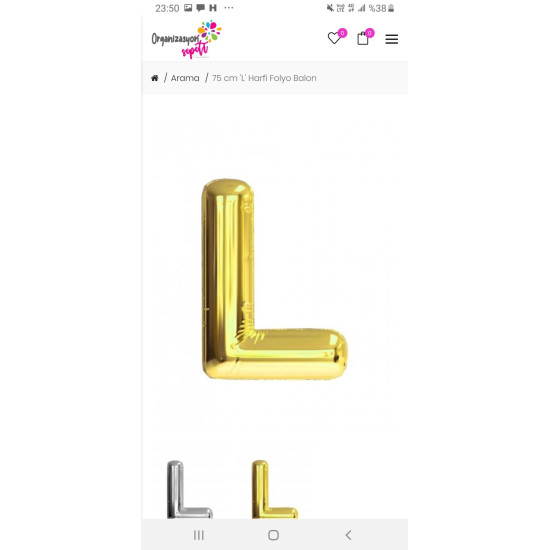 16 Inc Folyo Balon Harf Altin L