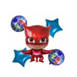 Set Li̇sansli Folyo Balon Pjamask Kirmizi