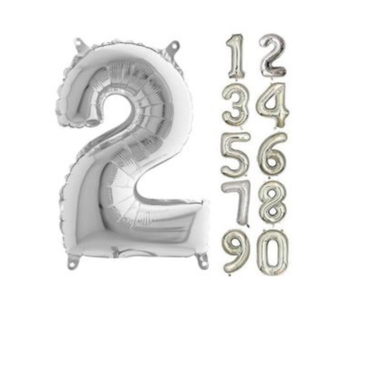 16 Inc Folyo Balon Rakam Gümüş 2