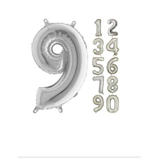 16 Inc Folyo Balon Rakam Gümüş 9