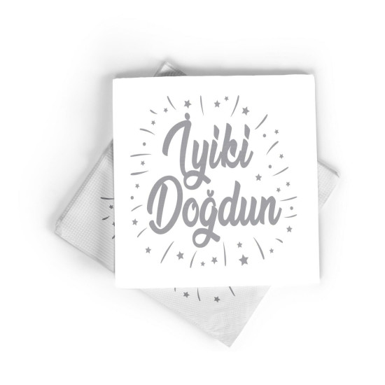 Peçete Varakli İyi̇ki̇ Doğdun Gümüş Peçete Varakli İyi̇ki̇ Doğdun Gümüş