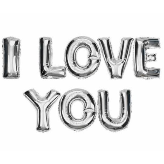 Set I Love You Folyo Balon Gümüş
