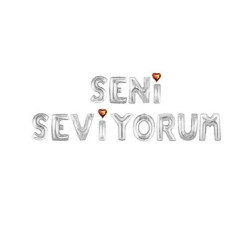 Set Seni̇ Sevi̇yorum Folyo Balon Gümüş