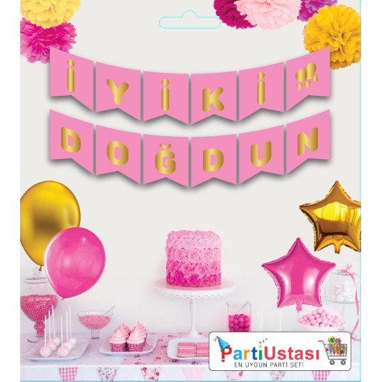 Yazi Varakli Zarf Banner İyi̇ki̇ Doğdun Pembe Altin Yazi Varakli Zarf Banner İyi̇ki̇ Doğdun Pembe Altin