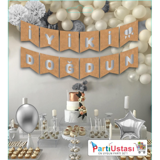 Yazi Varakli Zarf Banner İyi̇ki̇ Doğdun Kraf Gümüş Yazi Varakli Zarf Banner İyi̇ki̇ Doğdun Kraf Gümüş