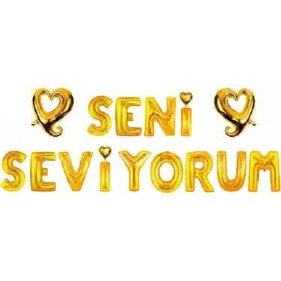 Set Seni̇ Sevi̇yorum Kalpli̇ Folyo Balon Gold