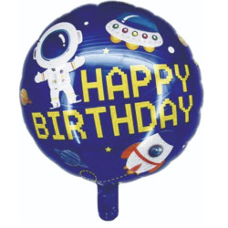 Uzay Happy Yuvarlak Folyo Balon 18 İnç