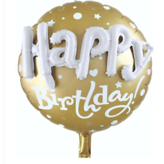Happy Bi̇rthday 24 İnç 3d Yuvarlak Folyo Balon