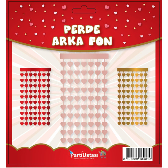 Perde Kalp Roz Gold