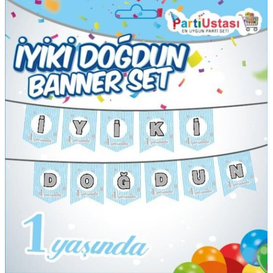 YAZI BANNER 1 YAŞ MAVİ