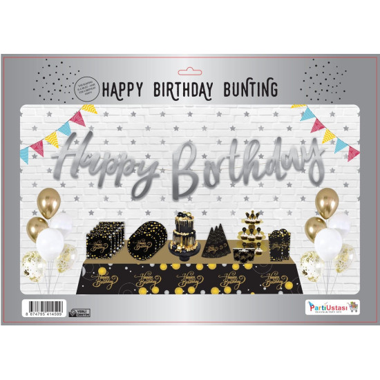 KOREOGRAFİ HAPPY BİRTHDAY BANNER GÜMÜŞ