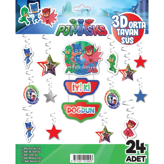 3d Tavan Süs 24 Lü Pj Masks