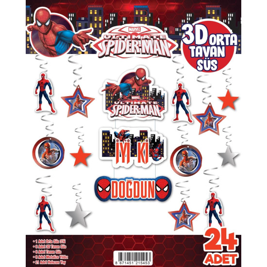 3d Tavan Süs 24 Lü örümcek Adam