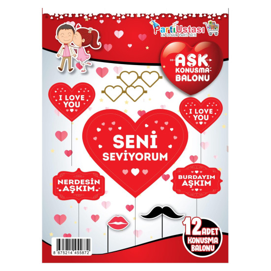 KONUŞMA BALONU SET 12 Lİ SENİ SEVİYORUM