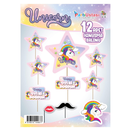 Konuşma Balonu Set 12 Li̇ üni̇corn