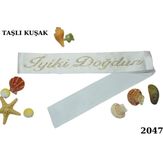 Kuşak Taşli İyi̇ki̇ Doğdun Beyaz Altin